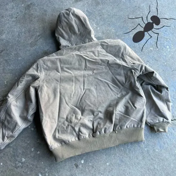 Vintage y2k gray/beige carhartt hooded work wear jacket